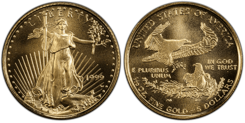 1999 (W) Unfinished Proof Dies American Eagle Five Dollar Gold