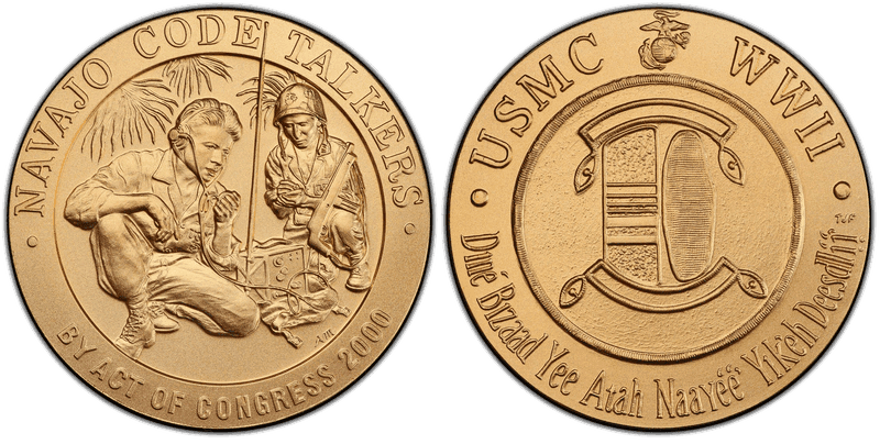 2000 Medal Navajo Code Talkers Yellow Bronze 76mm