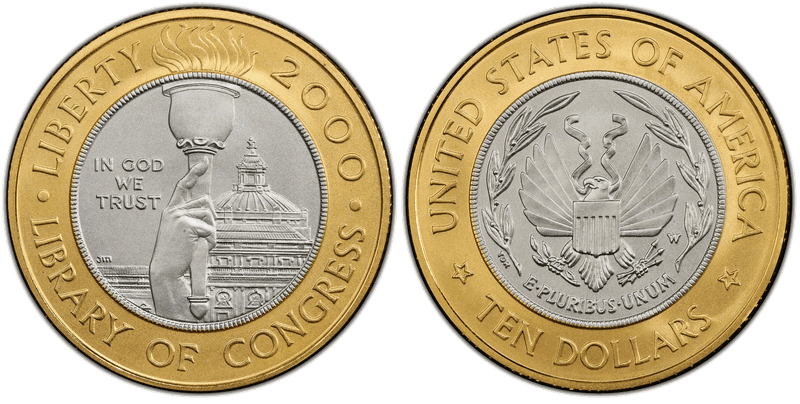 2000 Library of Congress Bicentennial Commemorative Ten Dollar Gold