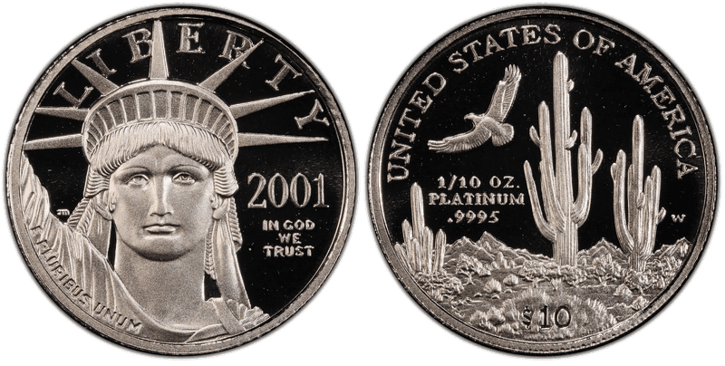 2001 (W) Proof American Eagle Ten Dollar Platinum