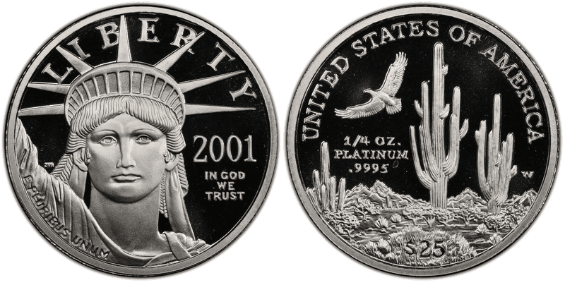 2001 (W) Proof American Eagle Twenty Five Dollar Platinum