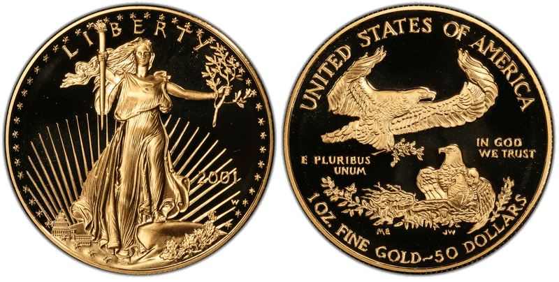 2001 (W) Proof American Eagle Fifty Dollar Gold