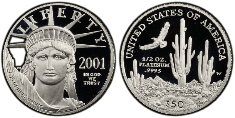 2001 (W) Proof American Eagle Fifty Dollar Platinum