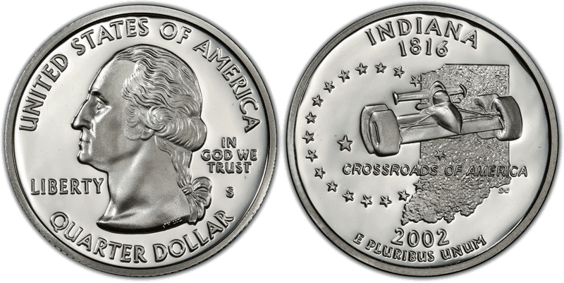 2002 (S) Proof Indiana Silver State Quarter