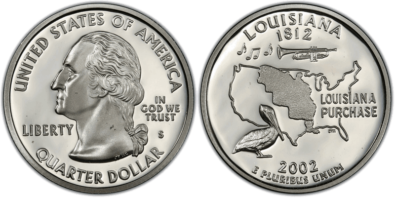 2002 (S) Proof Louisiana Silver State Quarter