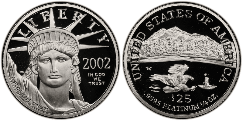 2002 (W) Proof American Eagle Twenty Five Dollar Platinum
