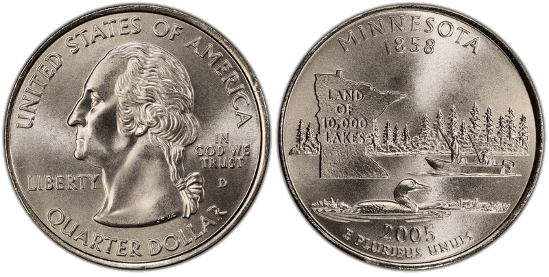 2005 (D) Minnesota - Satin Finish Extra Tree State Quarter