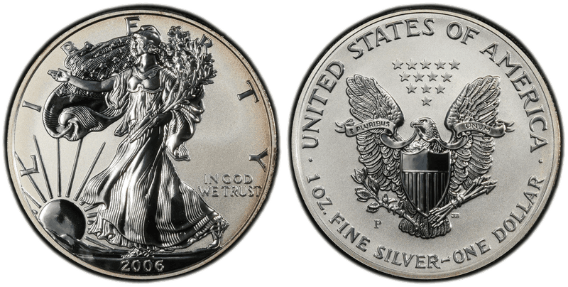 2006 (W) Reverse Proof Silver Eagle - 20th Anniversary