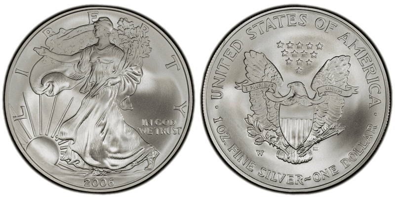 2006 (W) Burnished Silver Eagle 20th Anniversary Dollar
