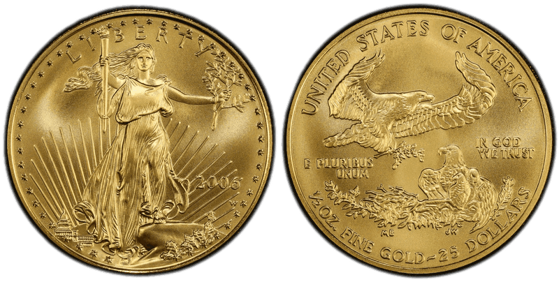 2006 (W) Burnished American Eagle Twenty Five Dollar Gold
