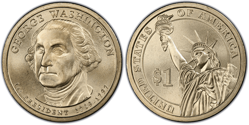 2007 (D) Satin Finish Presidential Dollar - George Washington, Position B