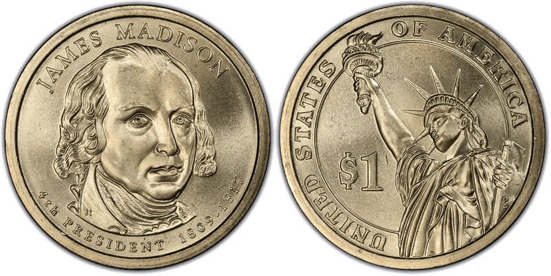 2007 (P) Satin Finish Presidential Dollar - James Madison, Position A