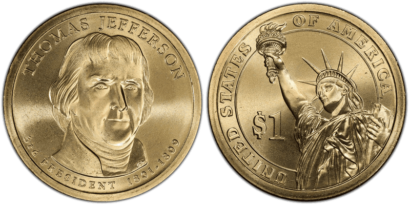 2007 (P) Presidential Dollar - Thomas Jefferson, Position B