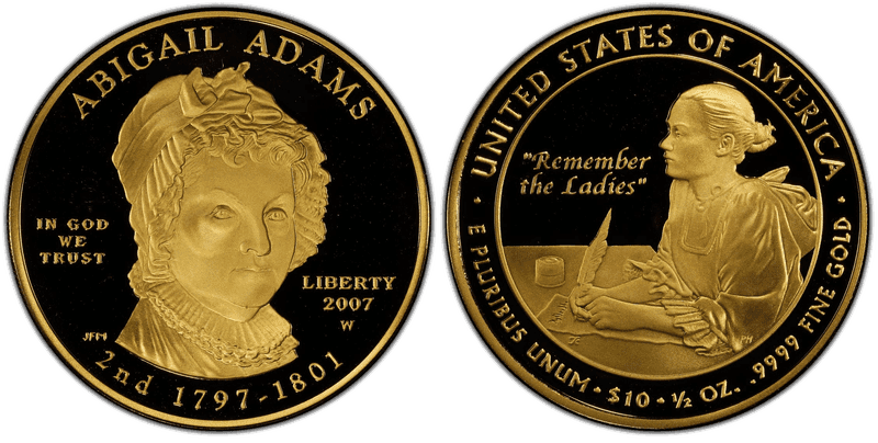 2007 (W) Proof Abigail Adams First Spouse Ten Dollar Gold