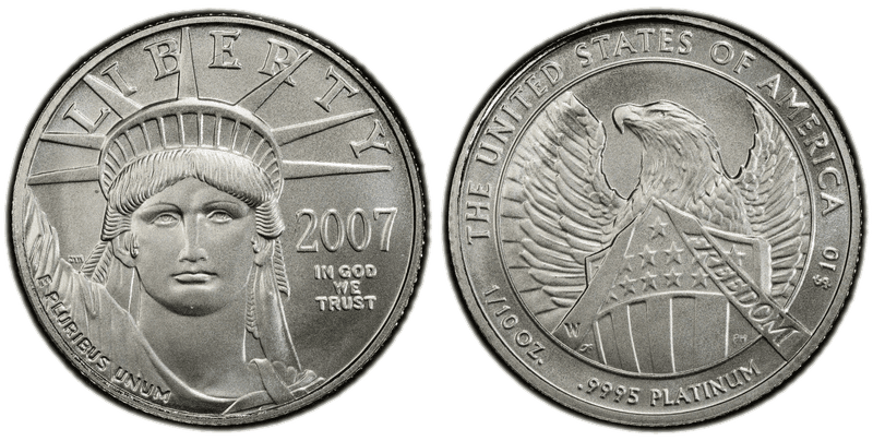2007 (W) Burnished American Eagle Ten Dollar Platinum