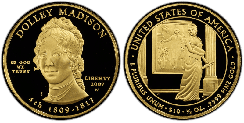 2007 (W) Proof Dolley Madison First Spouse Ten Dollar Gold