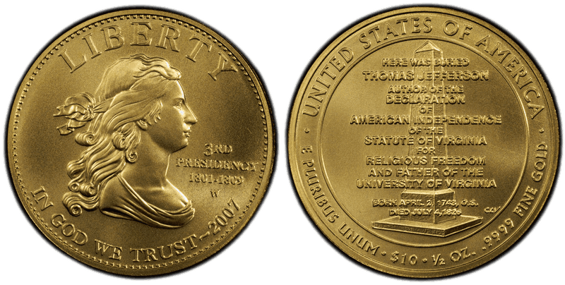 2007 (W) Jefferson's Liberty First Spouse Ten Dollar Gold