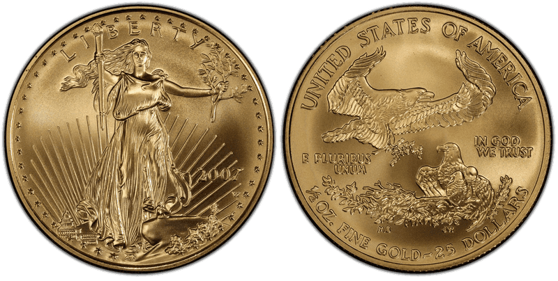 2007 (W) Burnished American Eagle Twenty Five Dollar Gold
