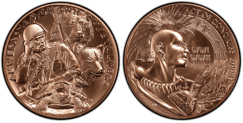 2008 Medal Akwesasne Mohawk Tribe Code Talkers Bronze 38mm
