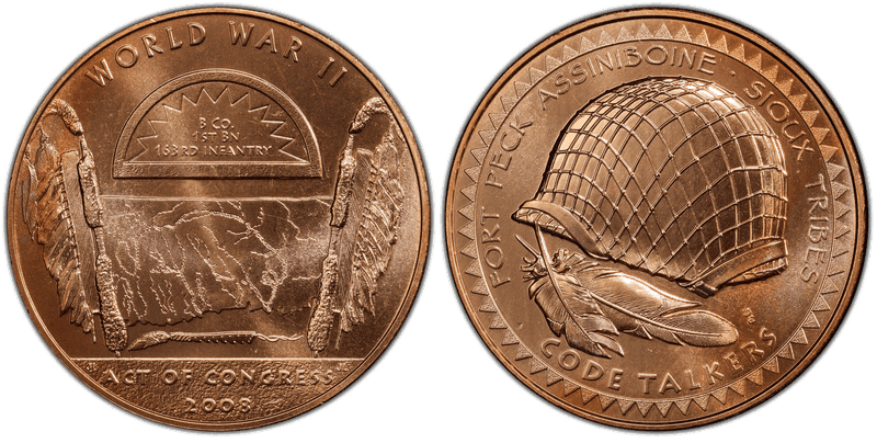 2008 Medal Assiniboine and Sioux Tribes Code Talkers Bronze 38mm