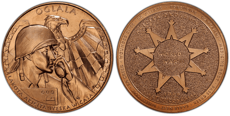 2008 Medal Oglala Sioux Tribe Code Talkers Bronze 38mm