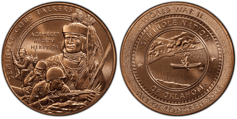 2008 Medal Seminole Nation Code Talkers Bronze 38mm