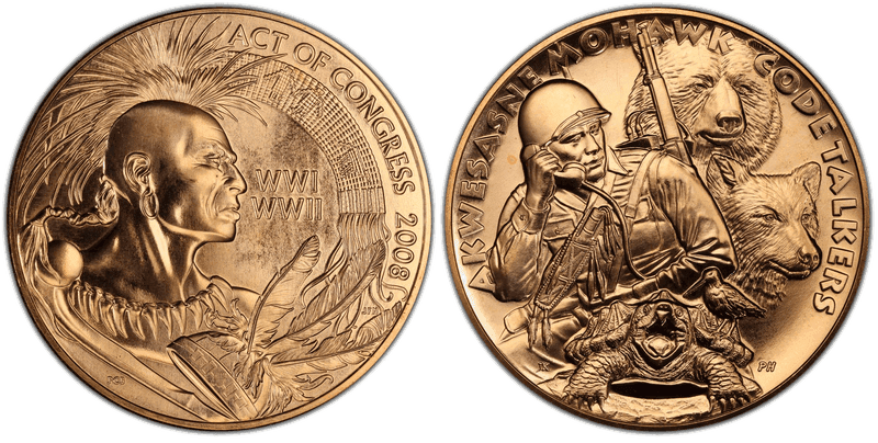 2008 Medal St. Regis Mohawk Tribe Code Talkers Bronze 38mm