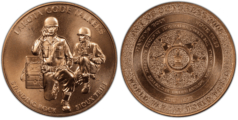 2008 Medal Standing Rock Sioux Tribe Code Talkers Bronze 38mm