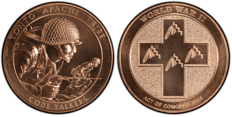 2008 Medal Tonto Apache Tribe Code Talkers Bronze 38mm