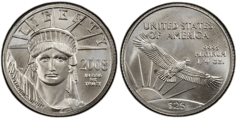 American Eagle Twenty Five Dollar Platinum 1997 to Date
