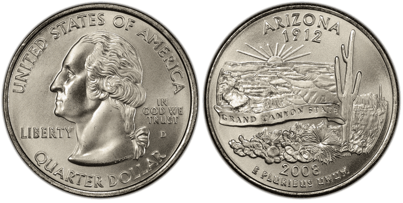 2008 (D) Arizona Satin Finish State Quarter