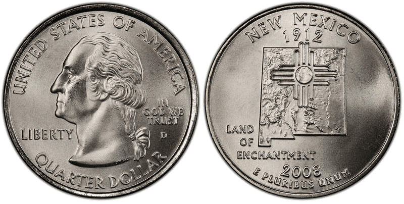 2008 (D) New Mexico Satin Finish State Quarter