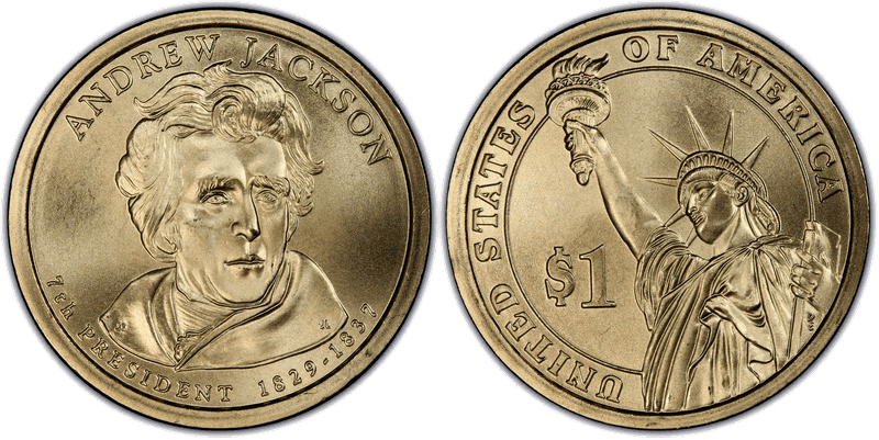 2008 (D) Satin Finish Presidential Dollar - Andrew Jackson, Position A