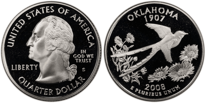 2008 (S) Proof Oklahoma Silver State Quarter