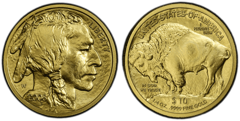 2008 (W) Burnished American Buffalo .9999 Fine Gold Ten Dollar