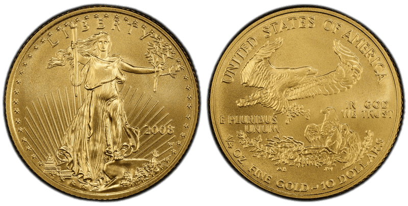 2008 (W) Burnished American Eagle Ten Dollar Gold