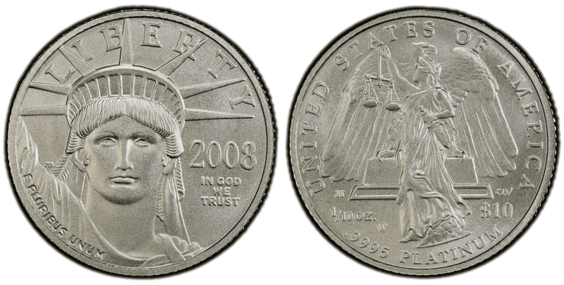 2008 (W) Burnished American Eagle Ten Dollar Platinum