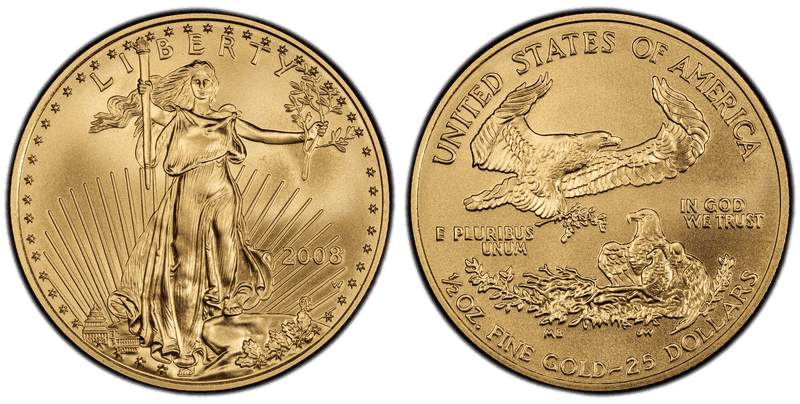 2008 (W) Burnished American Eagle Twenty Five Dollar Gold