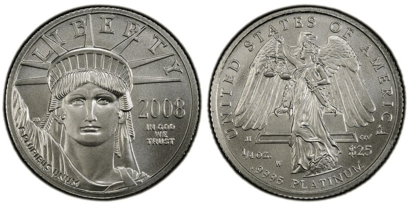 2008 (W) Burnished American Eagle Twenty Five Dollar Platinum