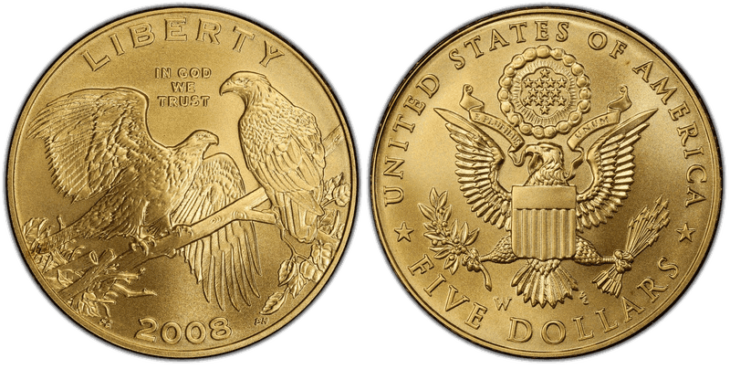 2008 Bald Eagle Recovery and National Emblem Commemorative Five Dollar Gold
