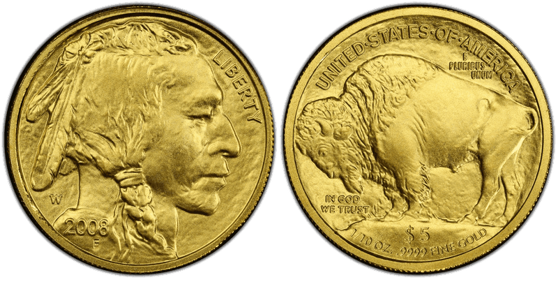 2008 (W) Burnished American Buffalo .9999 Fine Gold Five Dollar