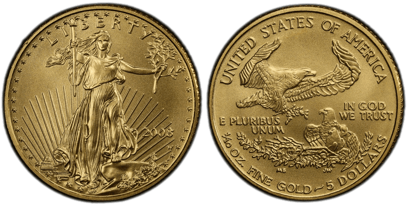 2008 (W) Burnished American Eagle Five Dollar Gold