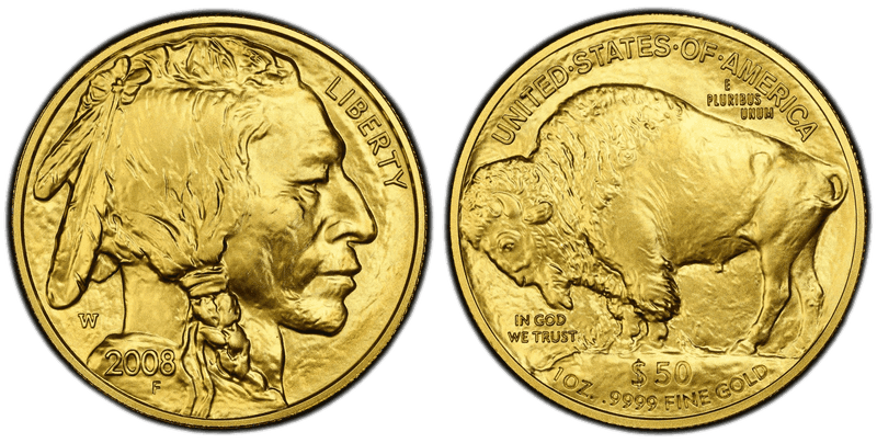 2008 (W) Burnished American Buffalo .9999 Fine Gold Fifty Dollar