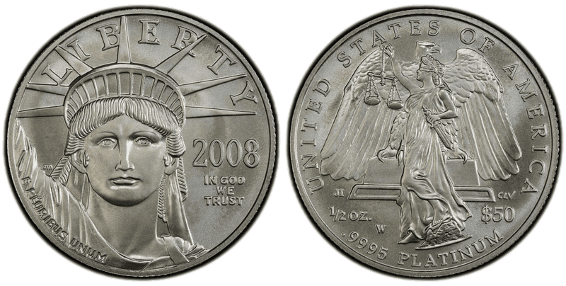 2008 (W) Burnished American Eagle Fifty Dollar Platinum