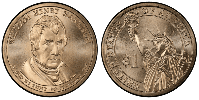 2009 (D) Satin Finish Presidential Dollar - William Henry Harrison, Position A