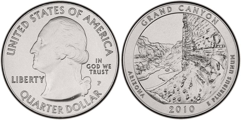2010 (P) Grand Canyon National Park 5 oz Silver Quarter - Light Satin