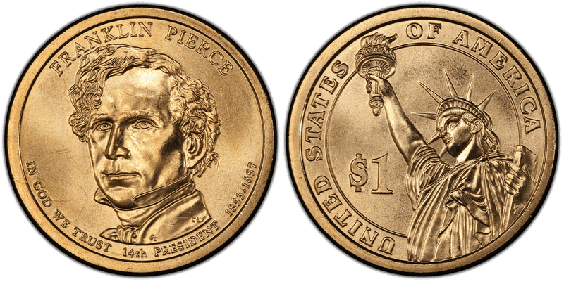 2010 (P) Satin Finish Presidential Dollar - Franklin Pierce, Position B