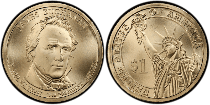 2010 (P) Satin Finish Presidential Dollar - James Buchanan, Position B