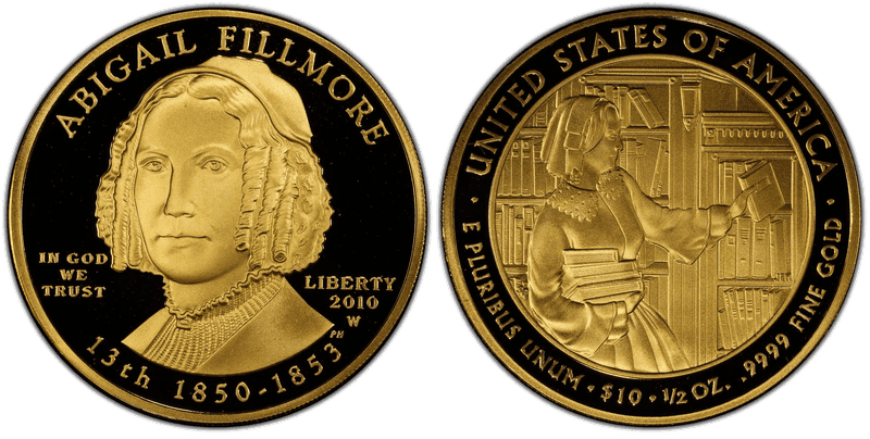 2010 (W) Proof Abigail Fillmore First Spouse Ten Dollar Gold
