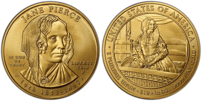 2010 (W) Jane Pierce First Spouse Ten Dollar Gold